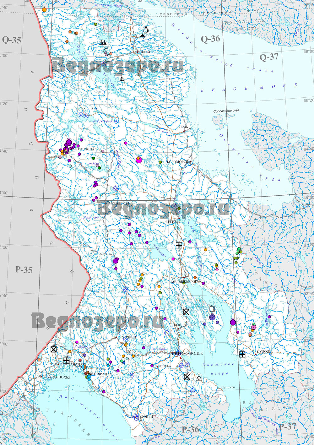Карта Полезные ископаемые Республики Карелия