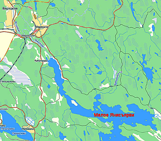 Карта озера Малое Янисъярви (Сортавальский район, Республика Карелия)