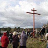 Установка поклонного Креста на месте строительства часовни в Кинелахте
